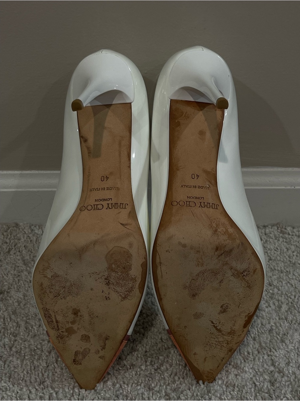 Jimmy Choo Capri White Sorbet & Grapefruit Pointy Toe Pumps, Size 40 - Picture 7 of 7